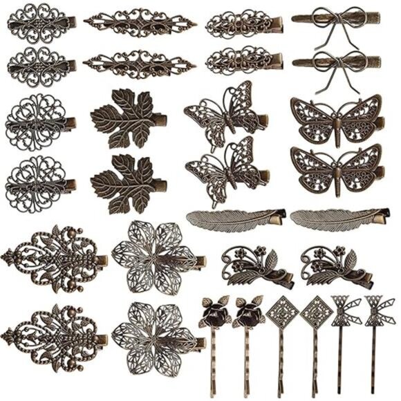 inSowni 30 Pack/15 Pairs Small Cute Decorative Bronze Metal Vintage Alligator - Picture 6 of 6